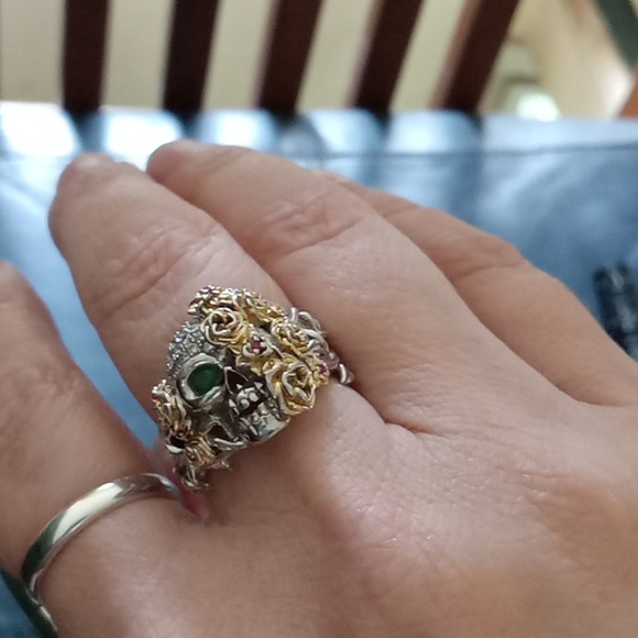 Skull and rose Sterling silver ring - Picture 3 of 6